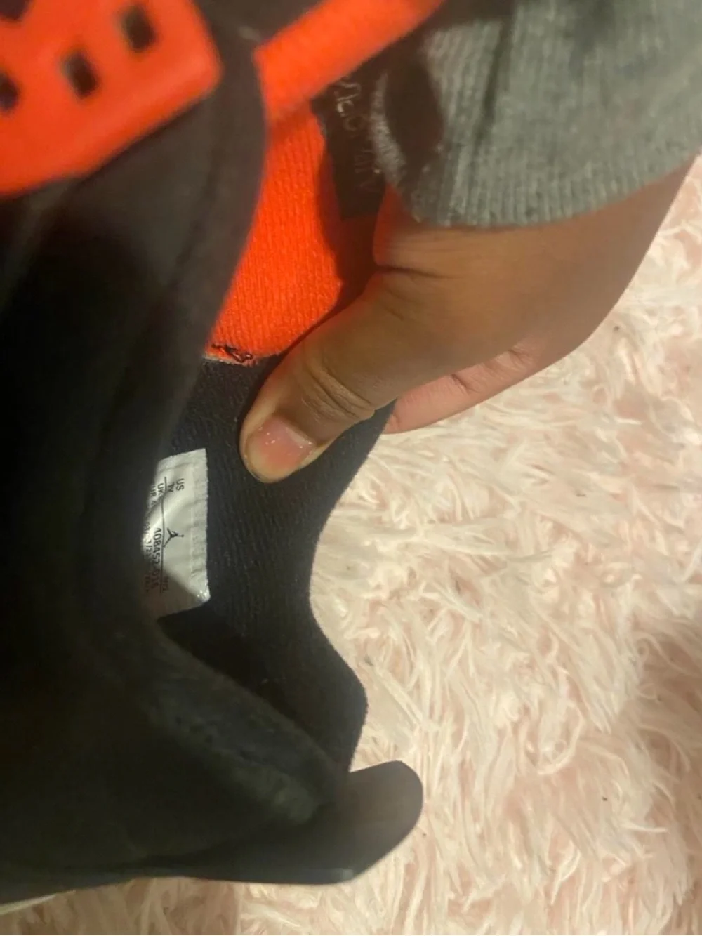 Jordan Men’s Black and Orange Retro Basketball Sneakers
